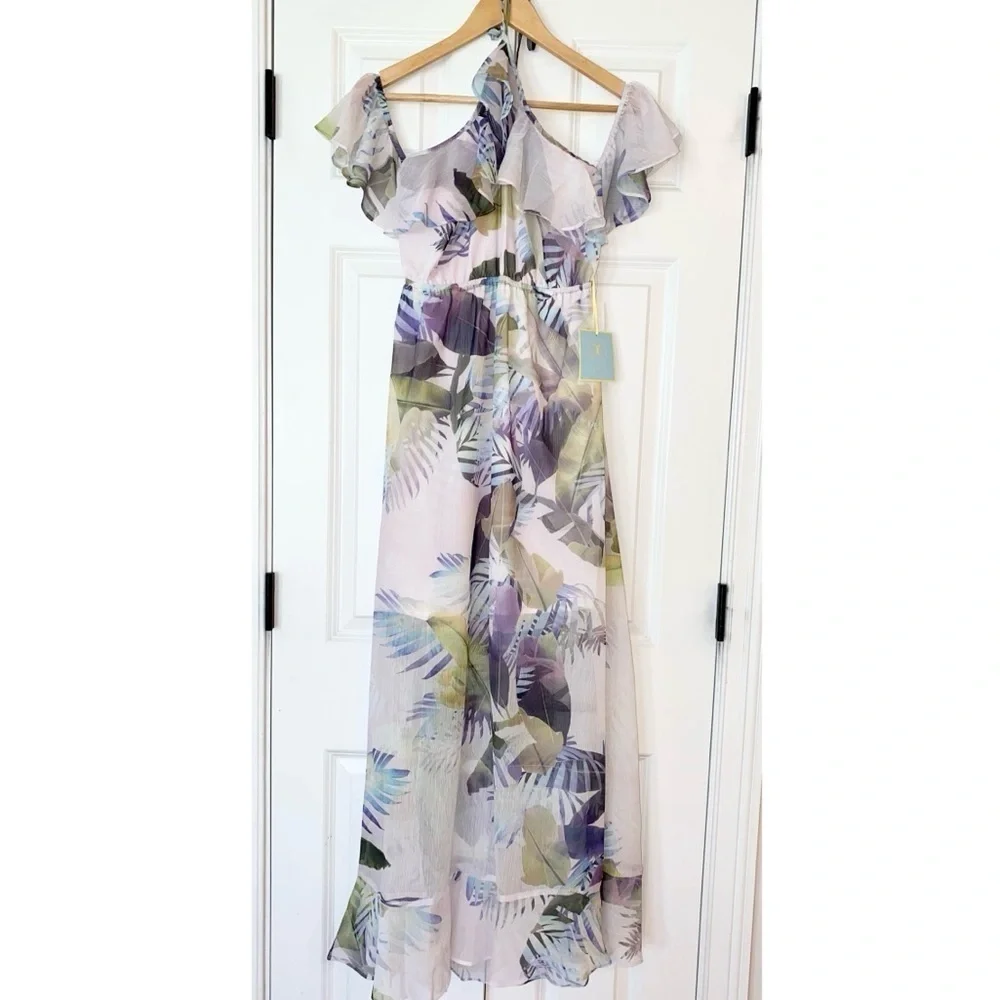 CeCe by Cynthia Steffe Tropical Cold Shoulder Maxi Dress NWT Size 2 (XS)